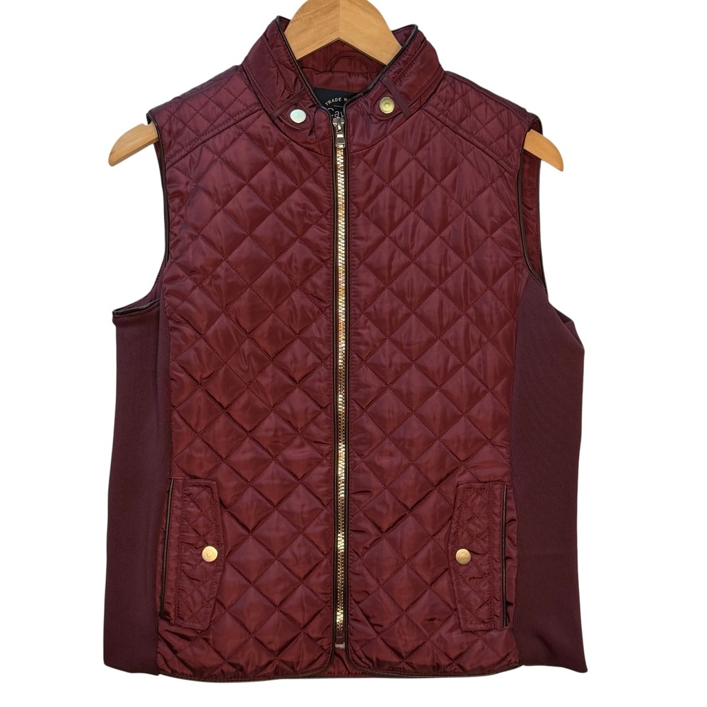 Burgundy Quilt Vest  Petite Sleeveless Puff Lightweight Body Warm‎ Fleece Riding